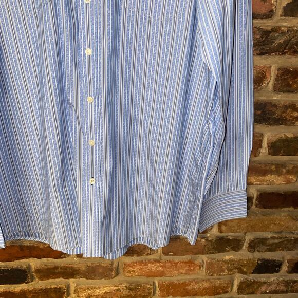 Pronto Uomo Blue Printed Long Sleeve Button Down Shirt Men's Size 2XL Tall - Picture 3 of 5